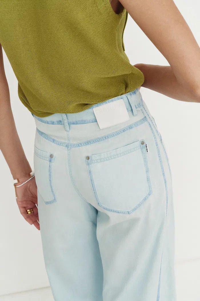 Viento Hand Distressed Drawstring Jeans in Lyocell Denim - Image 8