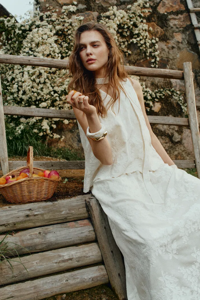 Viola Lace Ribbon Sleeveless Top in Tulle Embroidery - Image 3