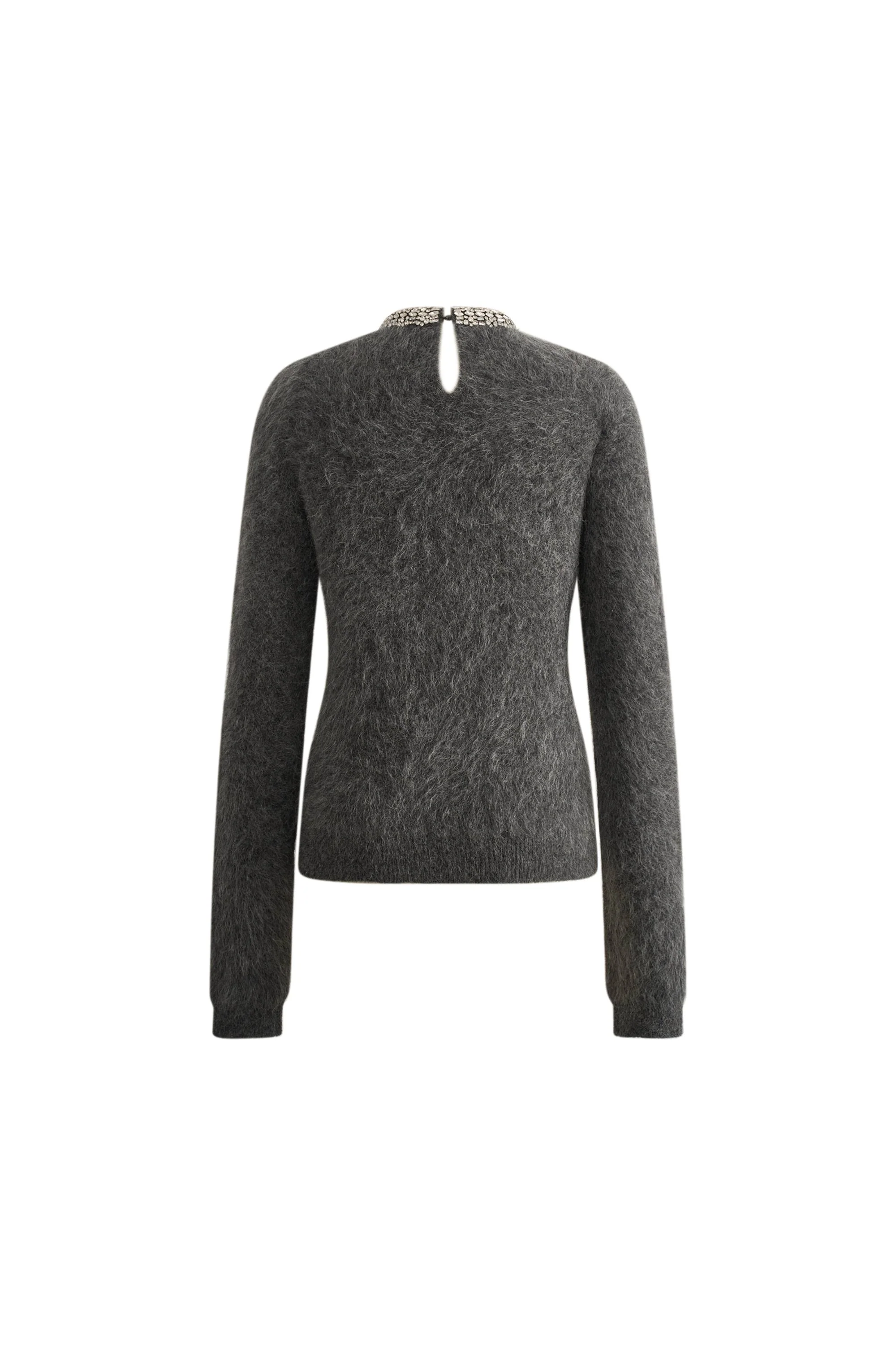 Violet Crystal Embellishment Collar Sweater in Alpaca Blend - Image 8