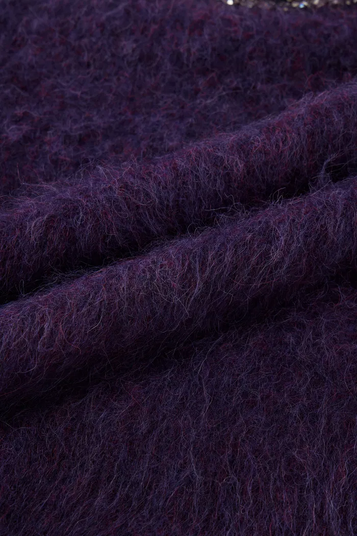 Violet Hand Sewn Crystal Stand Collar Sweater in Alpaca-Mohair Knit - Image 9