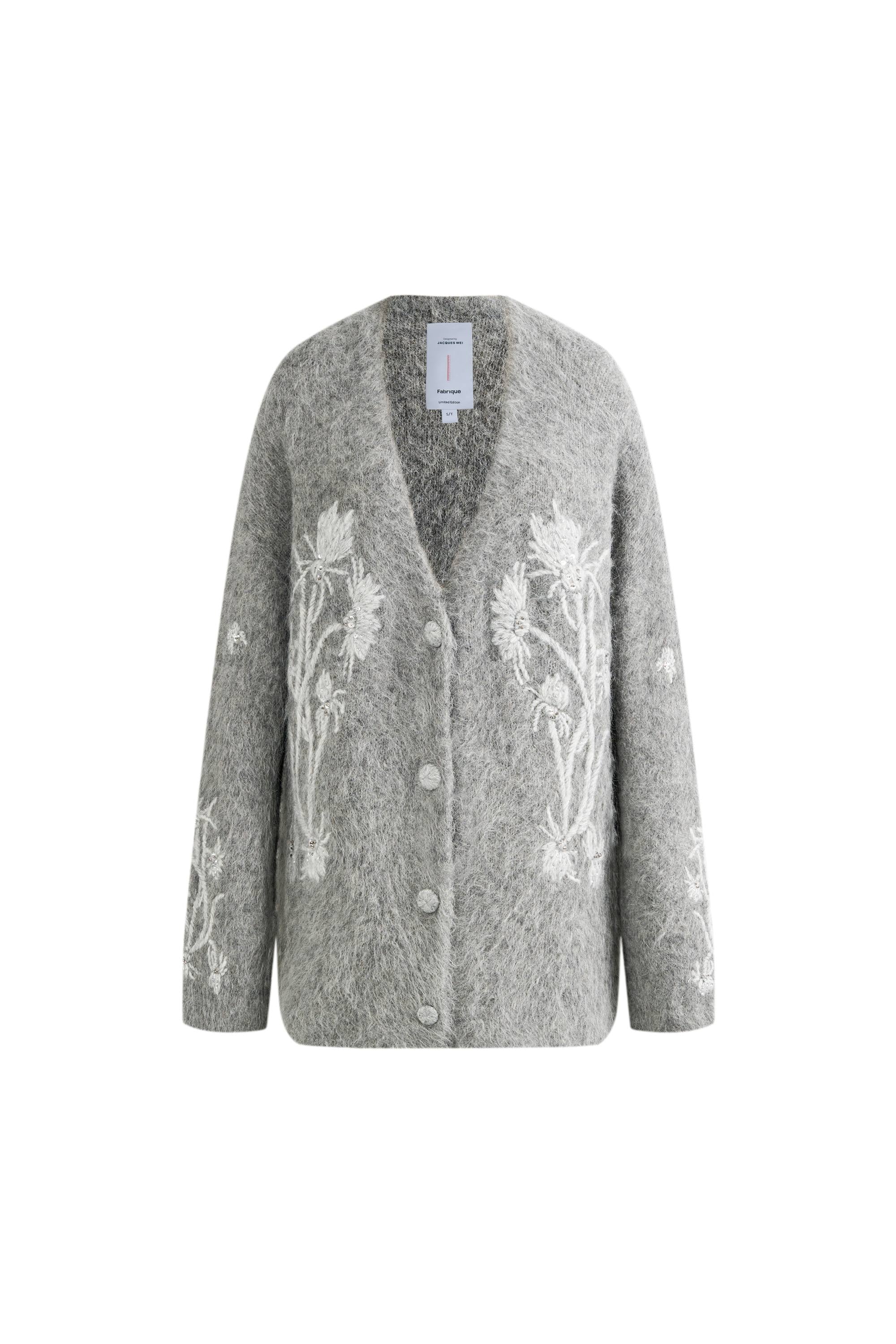 Violet Hand Work Cereus Flora Cardigan in Alpaca Blend Knit - Image 10
