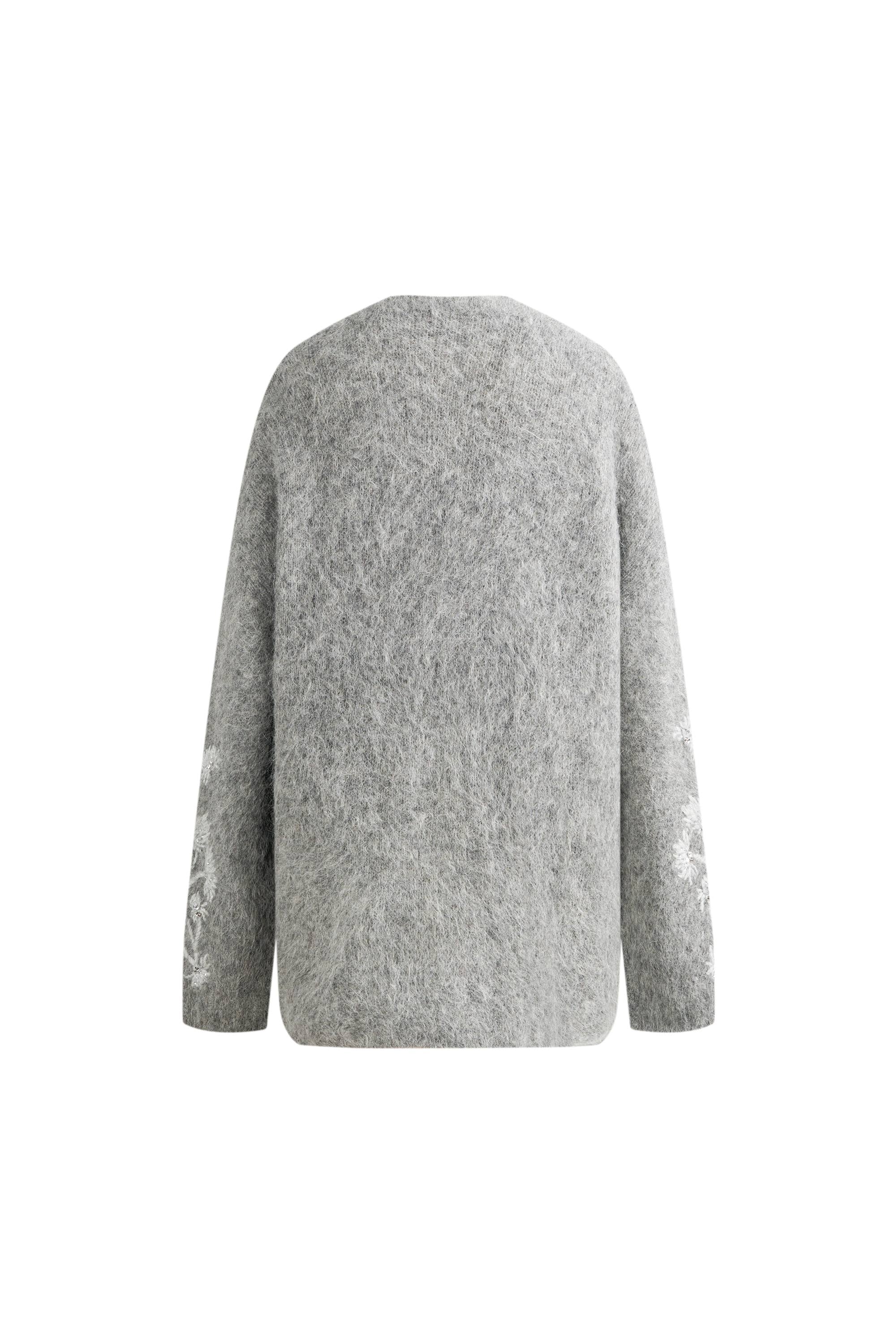Violet Hand Work Cereus Flora Cardigan in Alpaca Blend Knit - Image 11