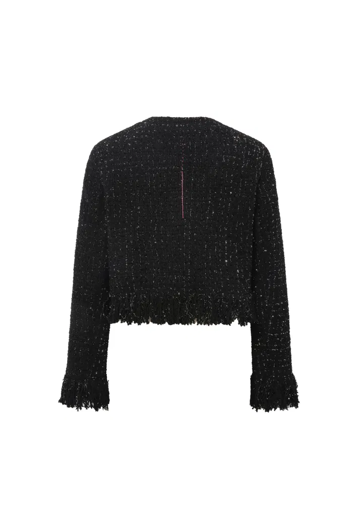 Violette Handcrafted Fringe Jacket in Lambswool Lurex Tweed - Image 11