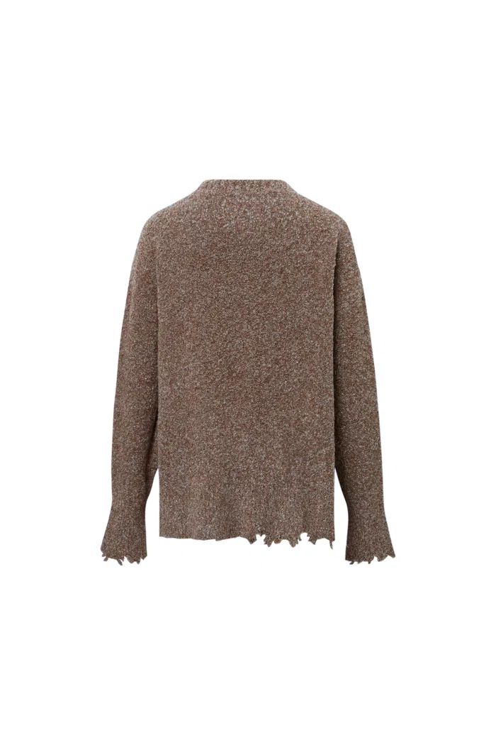 Virginia Handcrafted Sweater with Detachable Scarf in Bouclé Blend Knit Yarn - Image 11