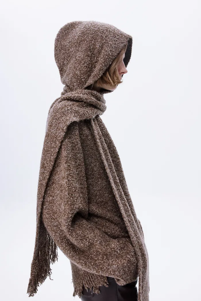 Virginia Handcrafted Sweater with Detachable Scarf in Bouclé Blend Knit Yarn - Image 6