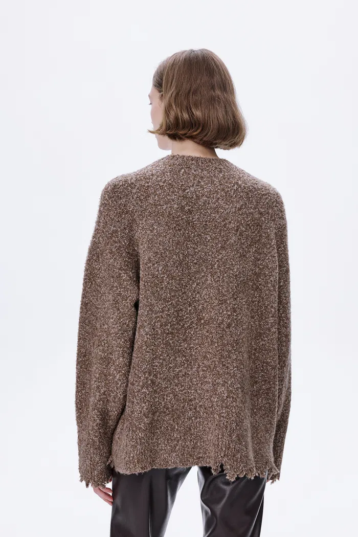 Virginia Handcrafted Sweater with Detachable Scarf in Bouclé Blend Knit Yarn - Image 7