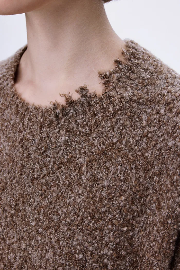 Virginia Handcrafted Sweater with Detachable Scarf in Bouclé Blend Knit Yarn - Image 8
