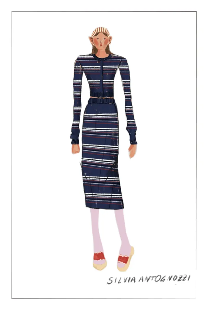 Vito Striped Cardigan in Lyocell Blend Knit - Image 10