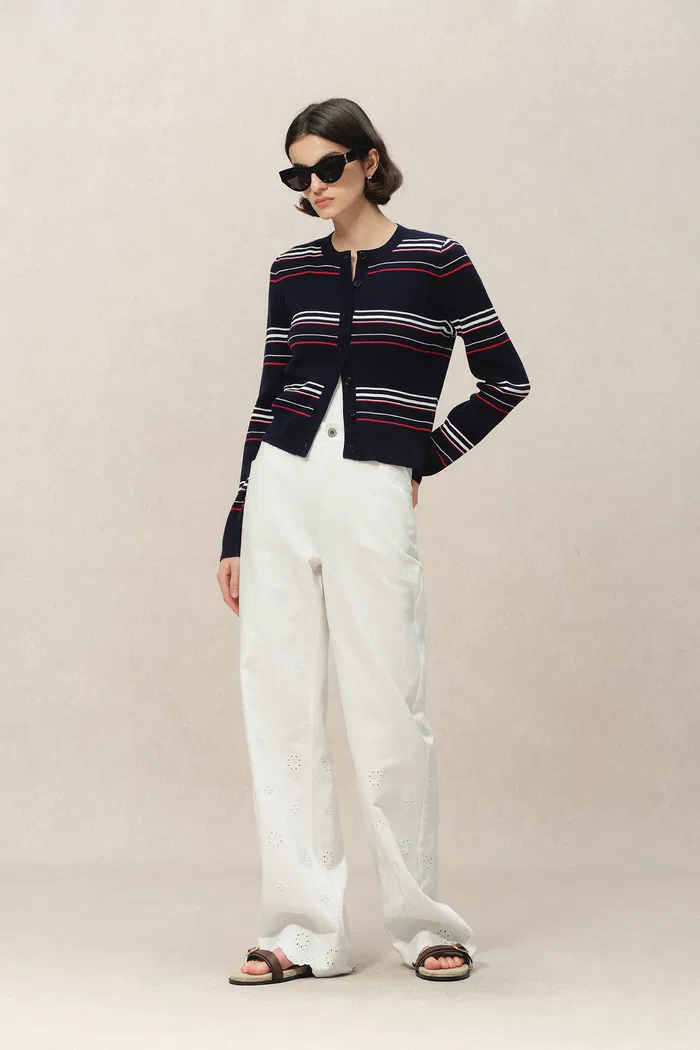 Vito Striped Cardigan in Lyocell Blend Knit - Image 3