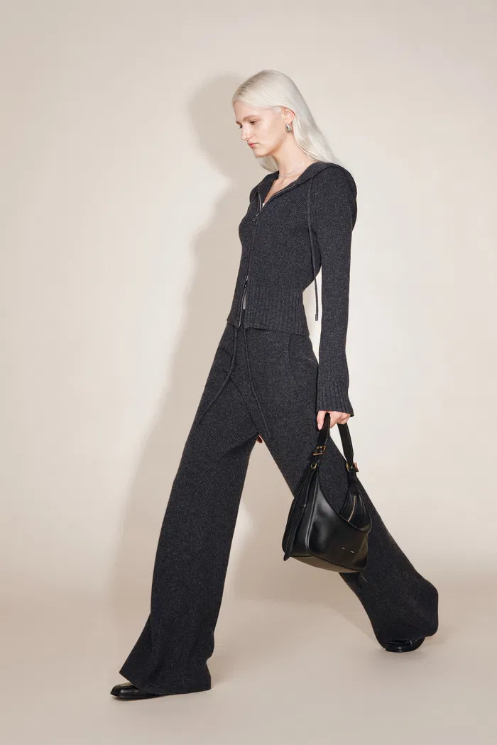 Vivi Hooded Fitted Cardigan and Pants Matching Sets in Merino Wool Knit - Image 3