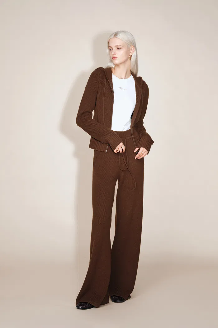 Vivi Hooded Fitted Cardigan in Merino Wool Knit - Image 3