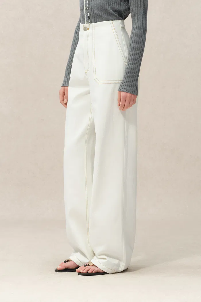 Vivian High Rise No Waistband Straight Leg Jeans in Lyocell Denim - Image 4