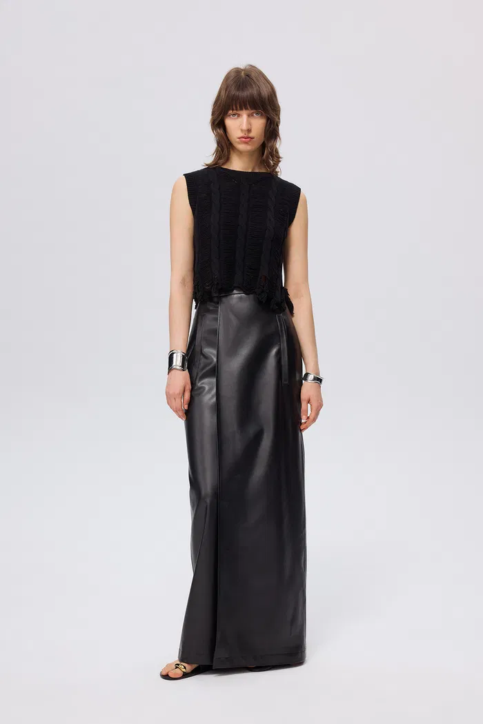 Wentworth Pencil Midi Skirt in Protein Leather - Image 2