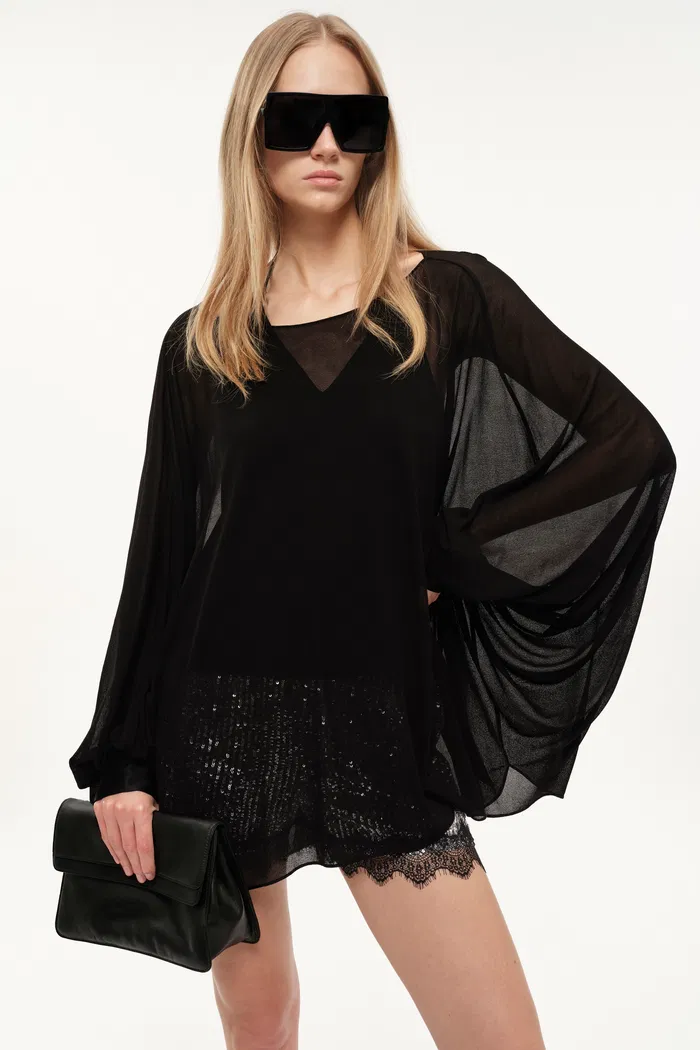 Whisper Two-Piece Cami Top and Shrug Set in Lightweight Sheer Knit and Acetate-Blend Fabric - Image 2