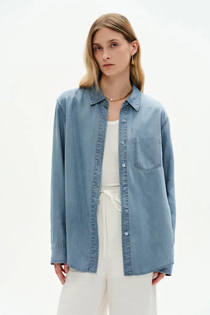 Willo Sky Blue Shirt in Tencel Denim - Image 2