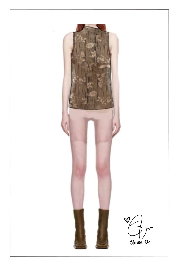Wind Jacquard Sleeveless Top in Burnout Silk Georgette Knit - Image 10
