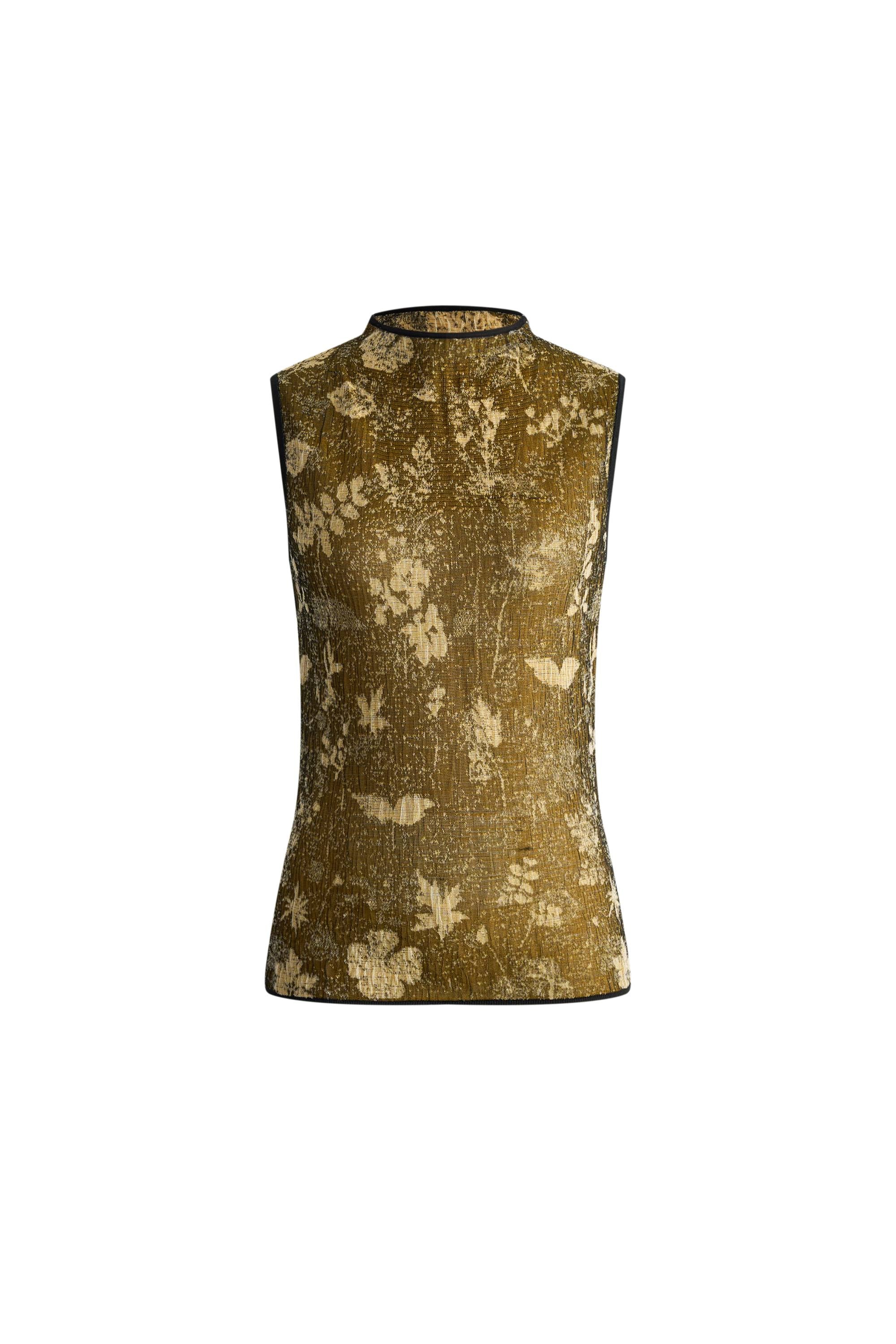 Wind Jacquard Sleeveless Top in Burnout Silk Georgette Knit - Image 11
