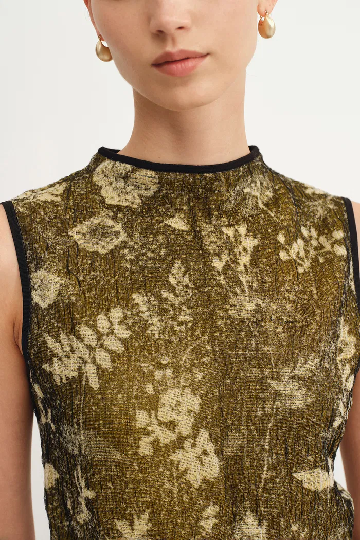 Wind Jacquard Sleeveless Top in Burnout Silk Georgette Knit - Image 7