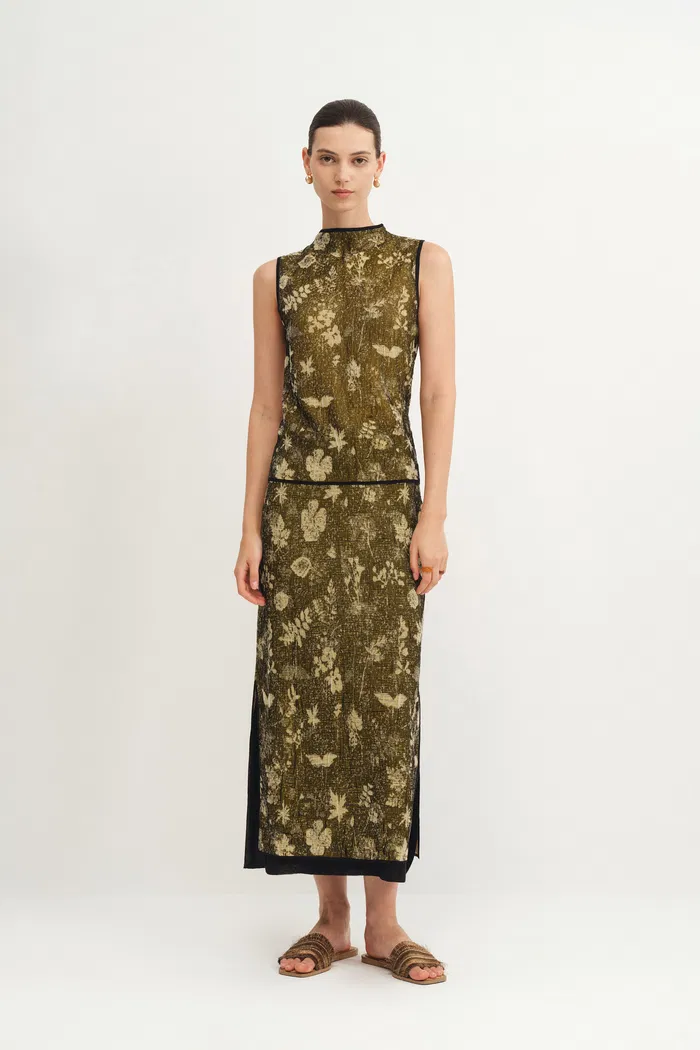 Wind Midi Skirt in Botanical Jacquard Knit - Image 6
