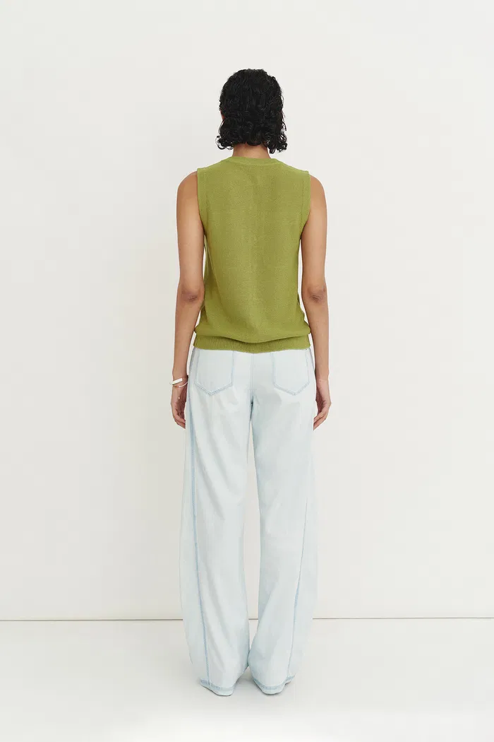 Winnie Sleeveless Knit Vest Top in Linen Blend - Image 5