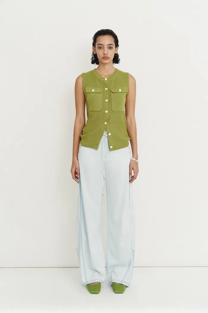 Winnie Sleeveless Knit Vest Top in Linen Blend - Image 8
