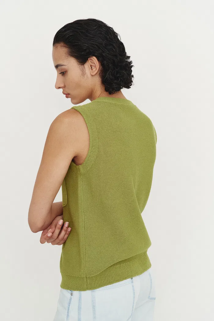 Winnie Sleeveless Knit Vest Top in Linen Blend - Image 9