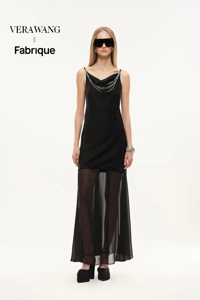 Wraith Metallic Embellished Slip Dress in Wool