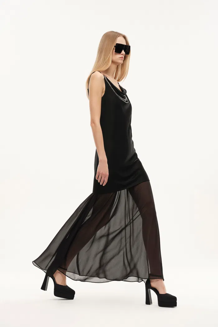 Wraith Metallic Embellished Slip Dress in Wool - Image 4