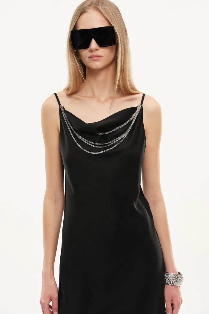 Wraith Metallic Embellished Slip Dress in Wool - Image 5