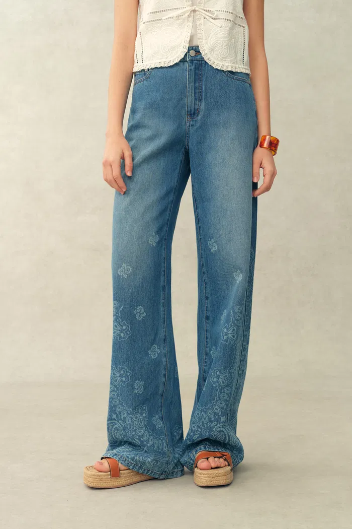 Wren Paisley Sleeveless Vest Top and Jeans Set in Cotton Denim - Image 5