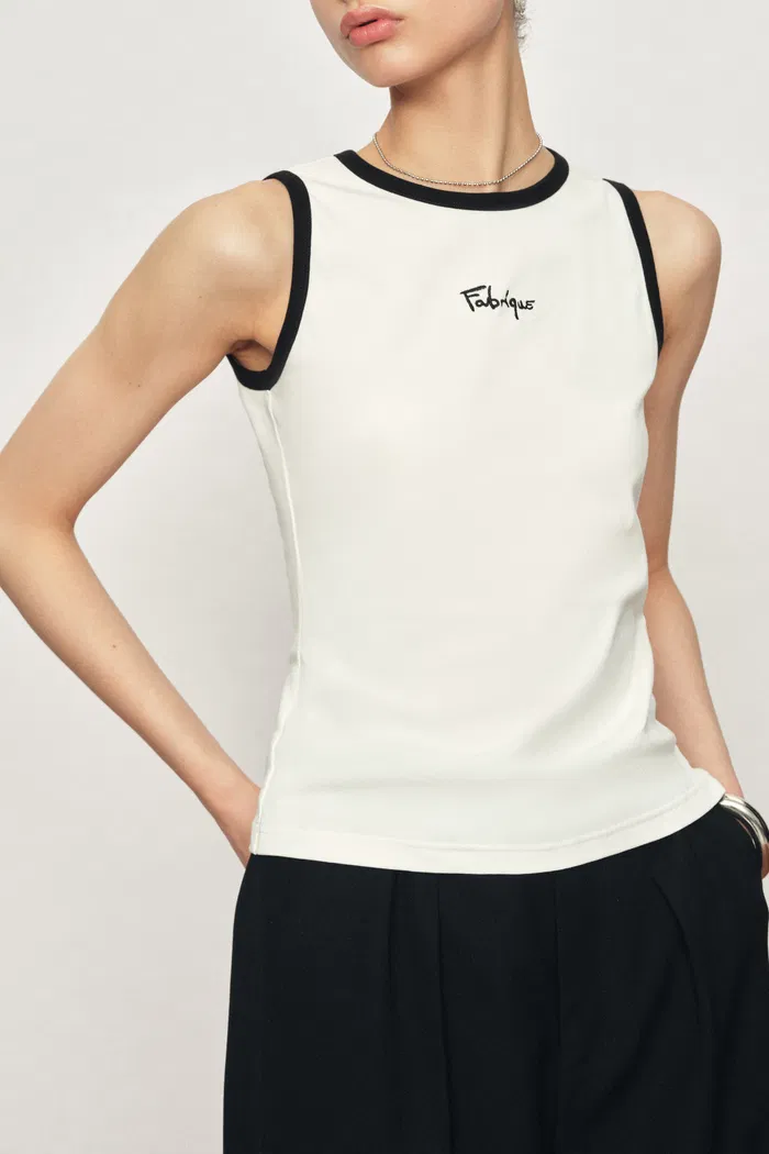 Xena Racerback Contrast Trim Racerback Sleeveless Tank Top in Cotton - Image 5
