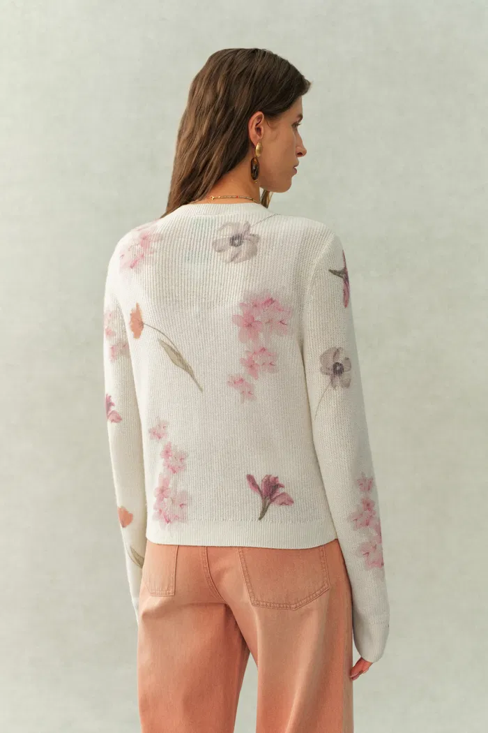 Yuffie Flora Knit Cardigan in Merino-Alpaca with Lyocell - Image 4