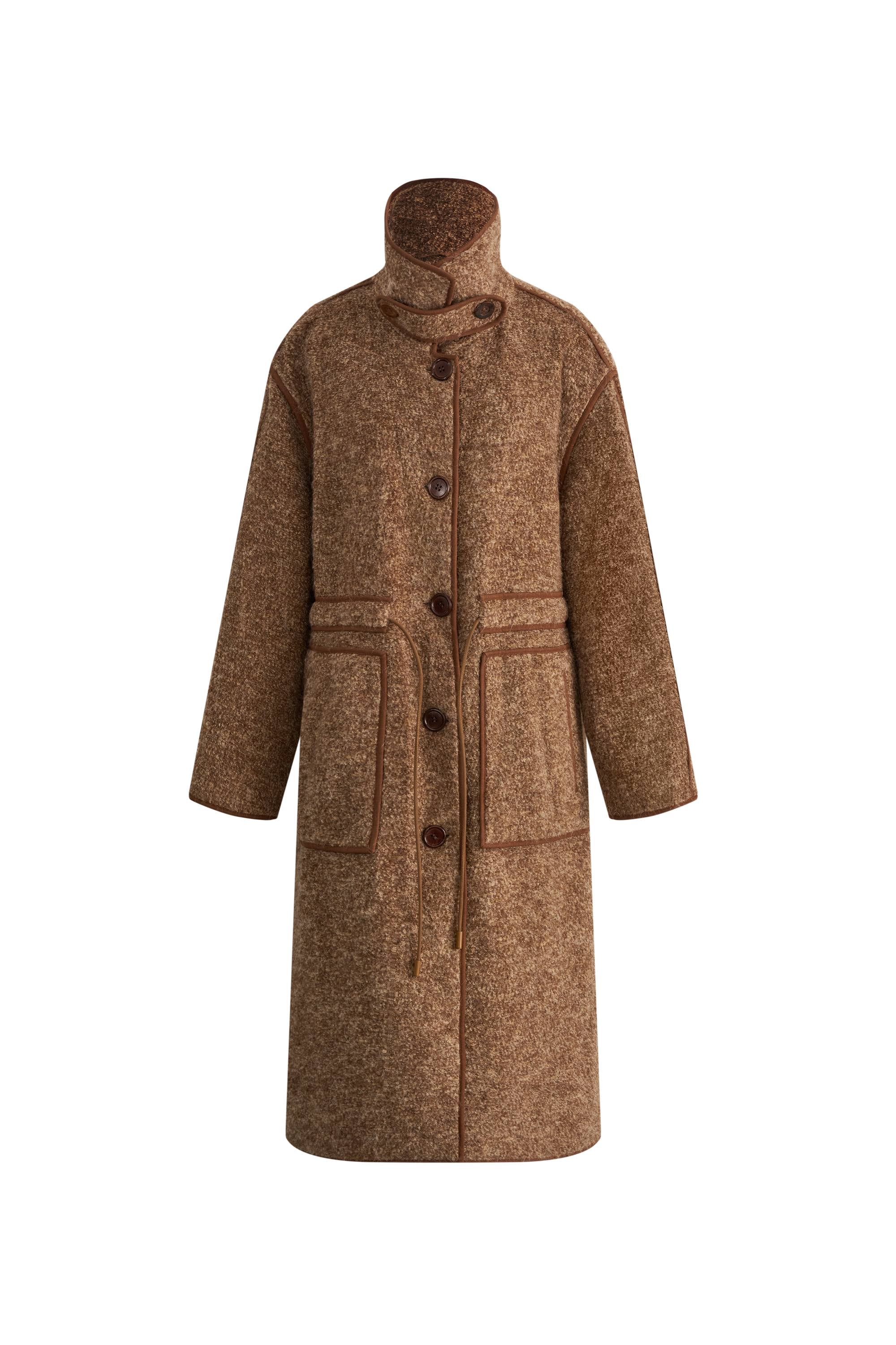 Yuki Drawstring Wool Coat in Alpaca Loop Wool - Image 10