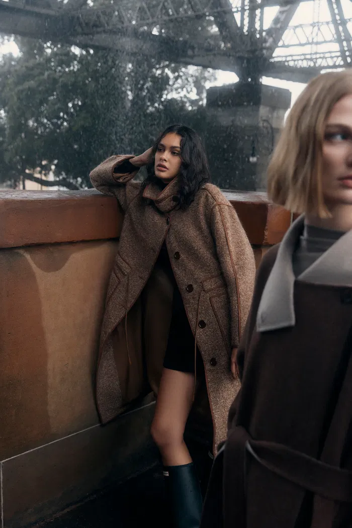Yuki Drawstring Wool Coat in Alpaca Loop Wool - Image 5