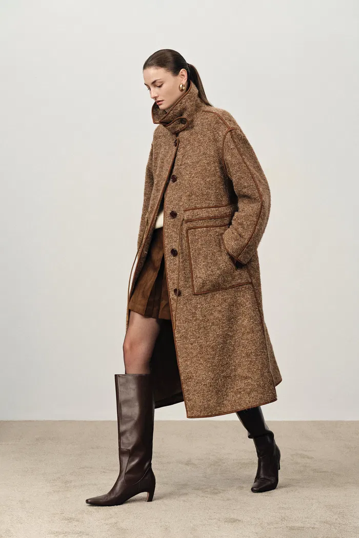 Yuki Drawstring Wool Coat in Alpaca Loop Wool - Image 6