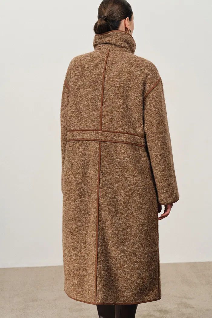 Yuki Drawstring Wool Coat in Alpaca Loop Wool - Image 7