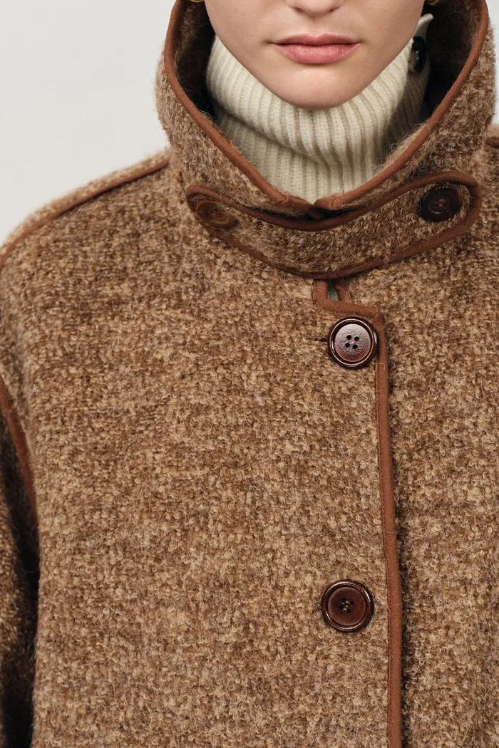 Yuki Drawstring Wool Coat in Alpaca Loop Wool - Image 8