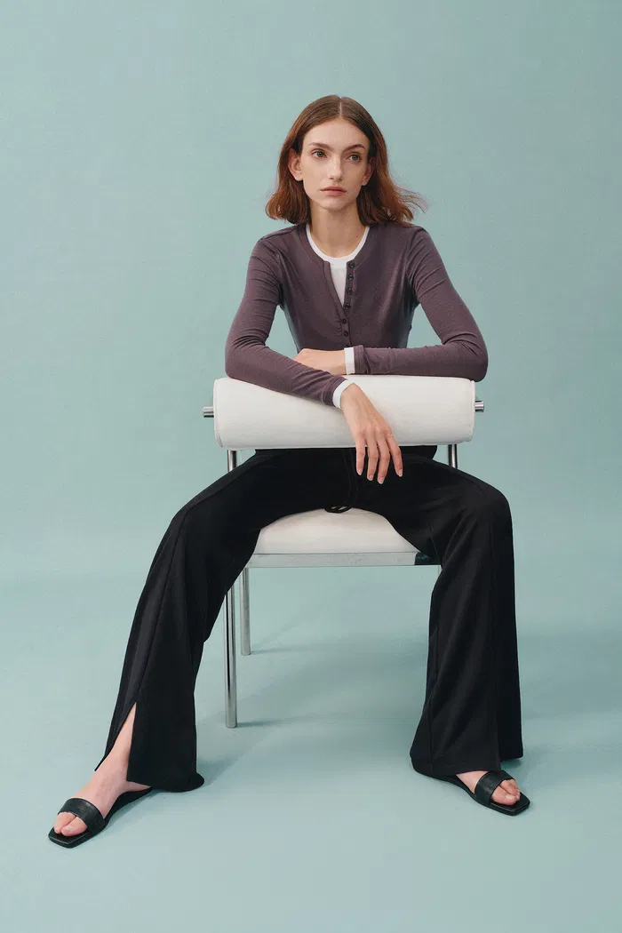Yuri Side Slit Pants in Brushed Knit - Image 3