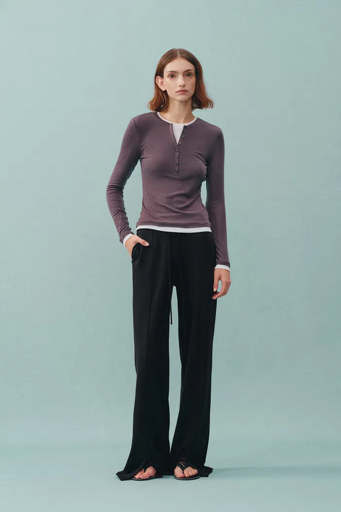 Yuri Side Slit Pants in Brushed Knit - Image 9