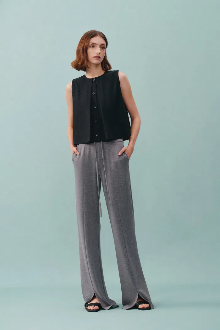 Yuri Split Hem Pants in Brushed Jersey knit - Image 8