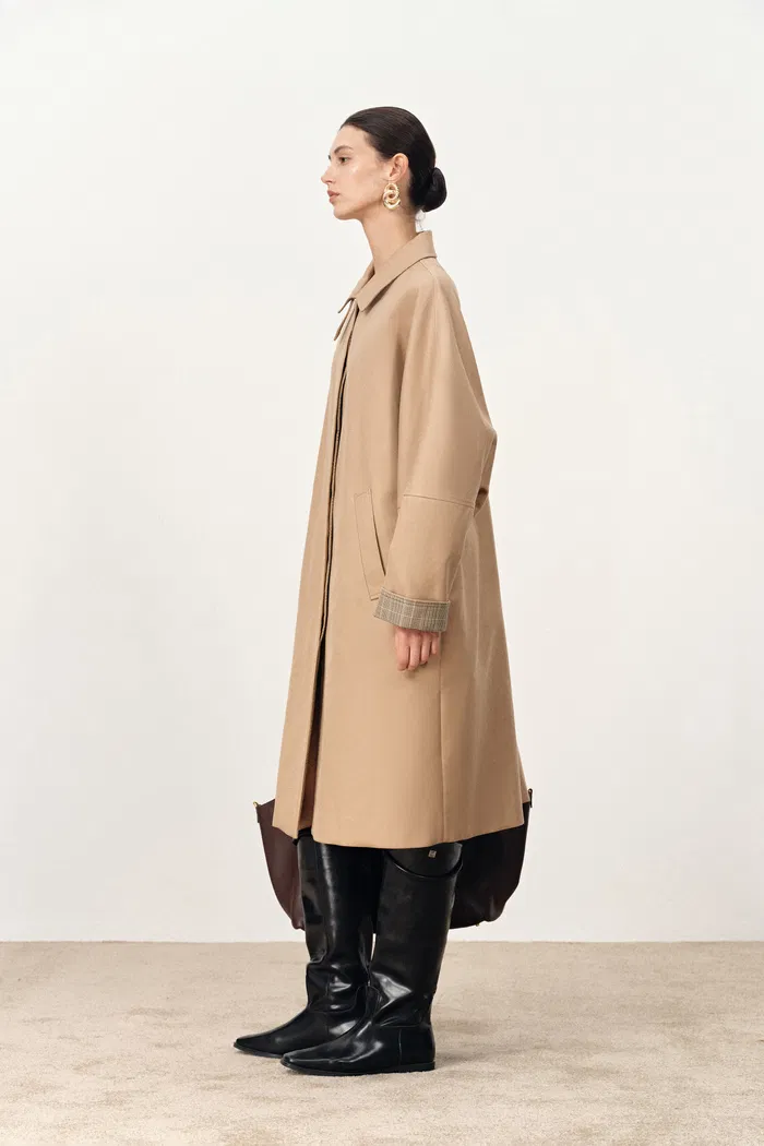 Yvette Single Breasted Double Pocket Trench Coat in Cotton - Image 5