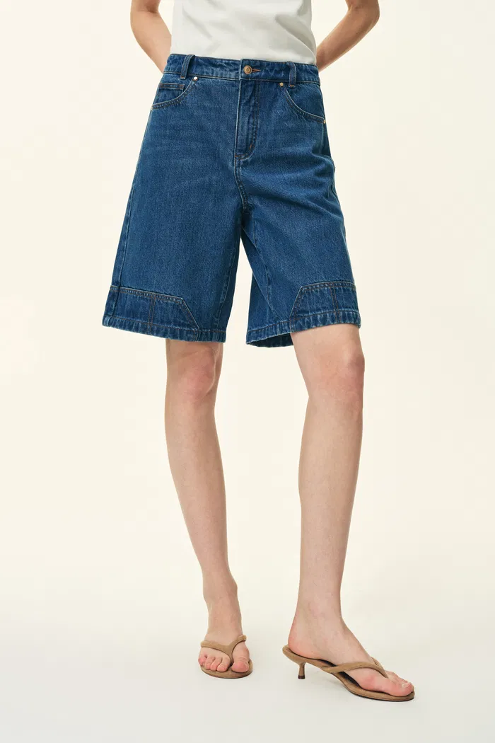 Yvonne Carpenter Denim Shorts in Deconstructed Tailoring