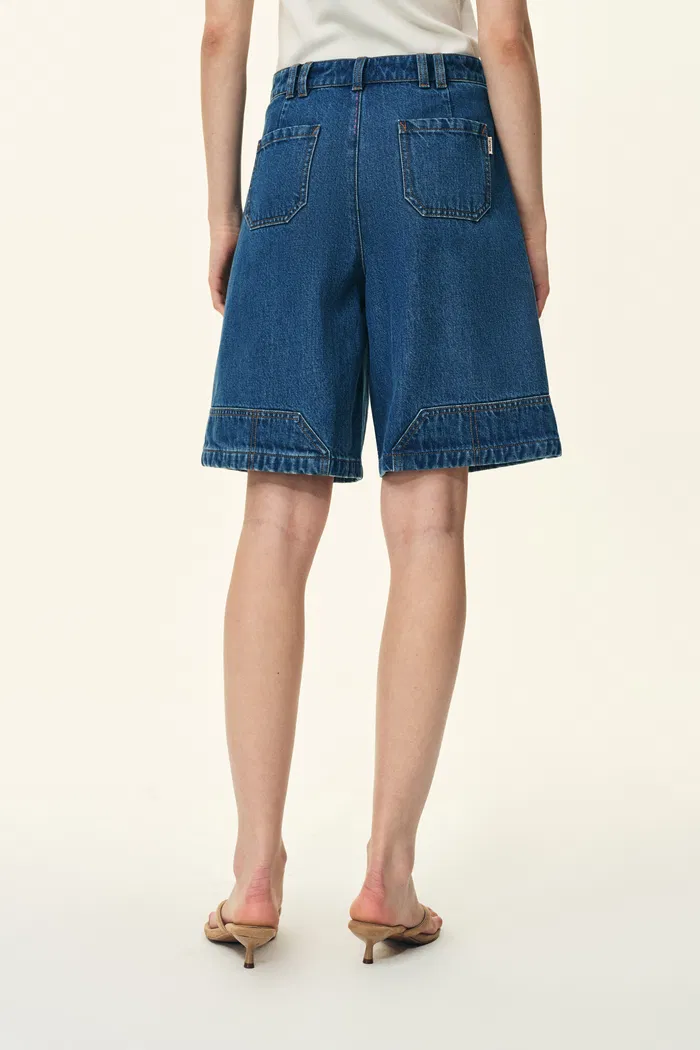 Yvonne Carpenter Denim Shorts in Deconstructed Tailoring - Image 3