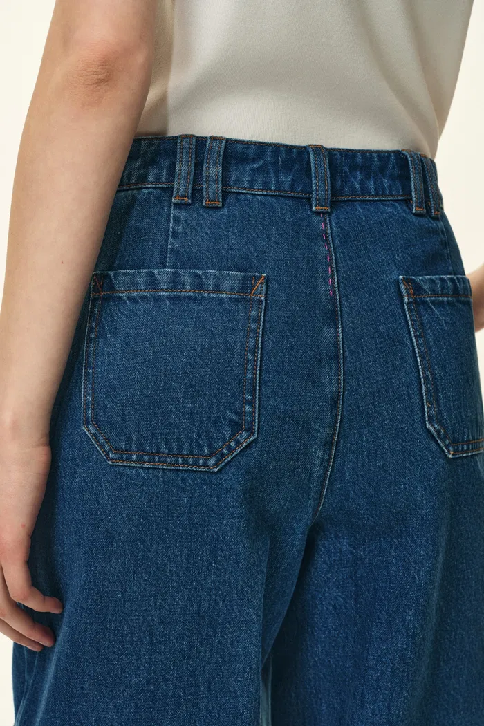 Yvonne Carpenter Denim Shorts in Deconstructed Tailoring - Image 5
