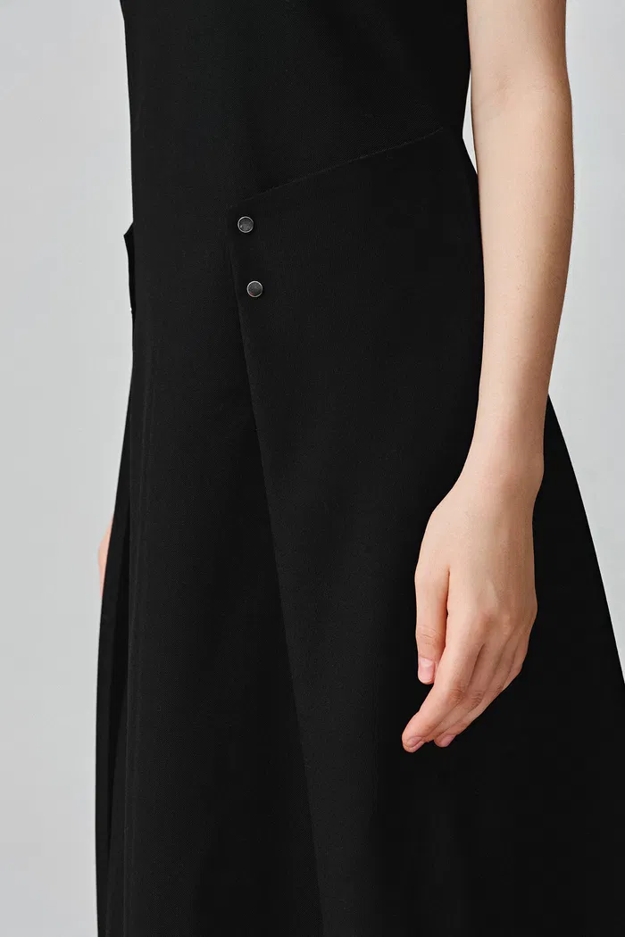 Zaha Pleated A-Line Midi Dress in Wool Blend - Image 8