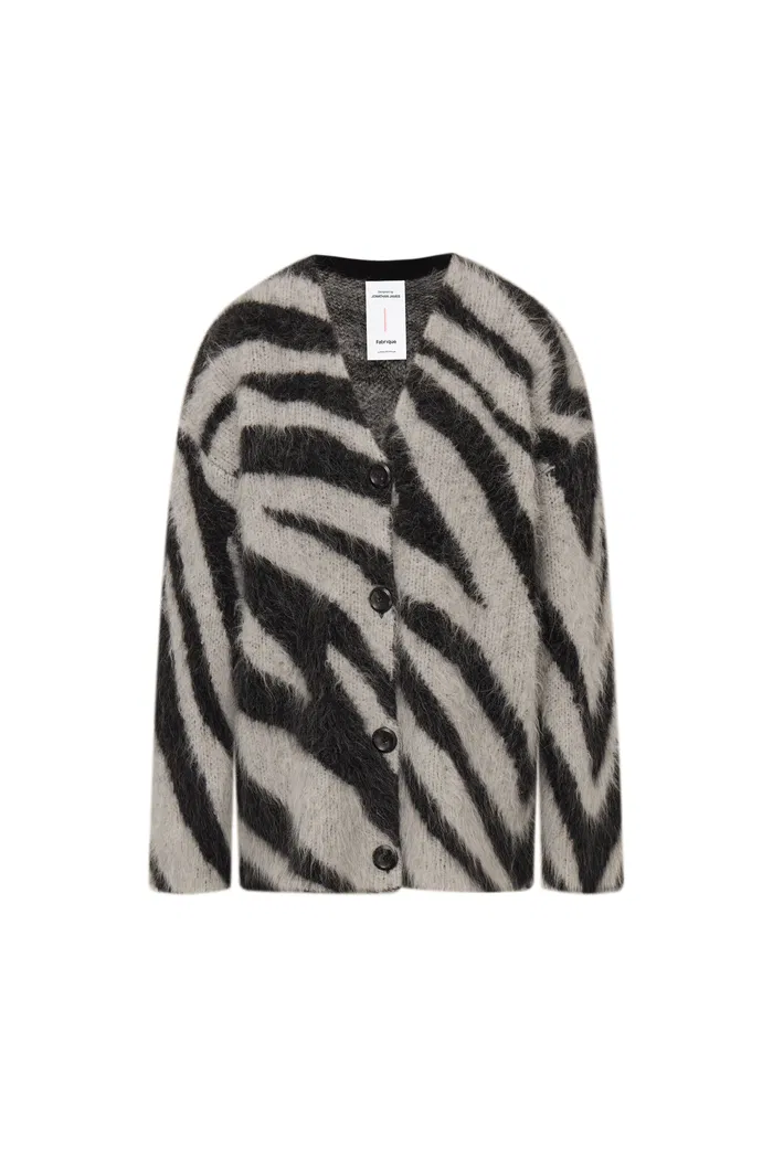 Zebra Modern Zebra Jacquard Cardigan in Washed Alpaca Knit - Image 10