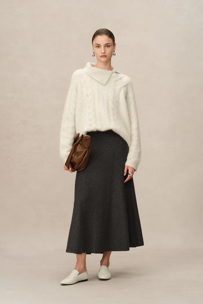 Zephyra Flared Skirt in Merino Wool Knit - Image 2