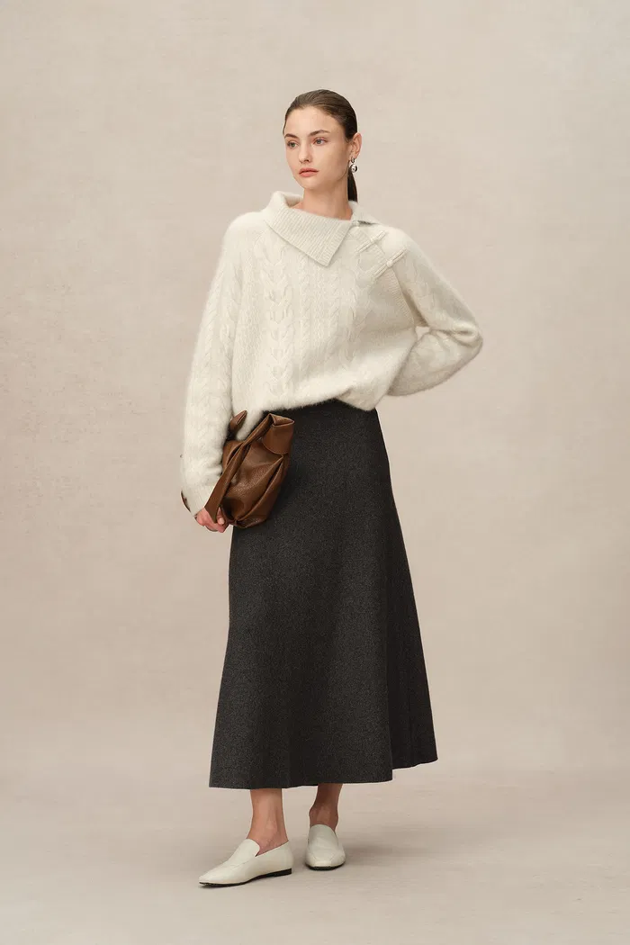 Zephyra Flared Skirt in Merino Wool Knit - Image 3