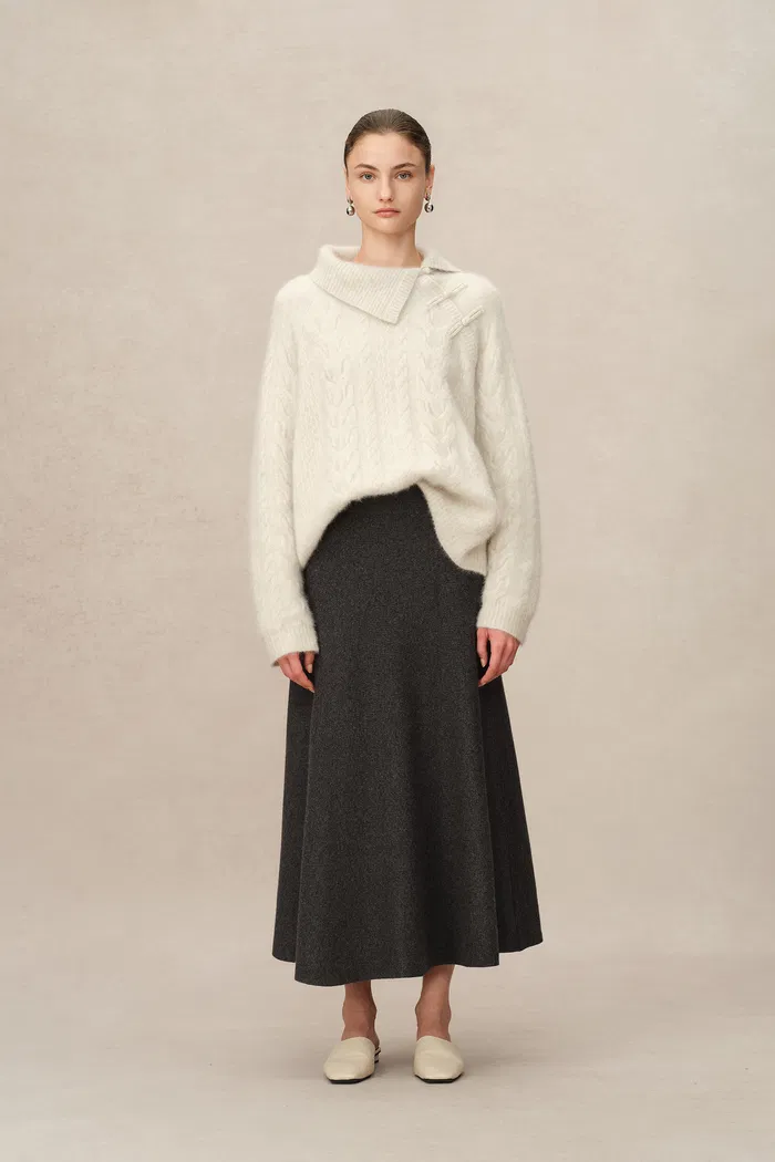 Zephyra Flared Skirt in Merino Wool Knit - Image 4