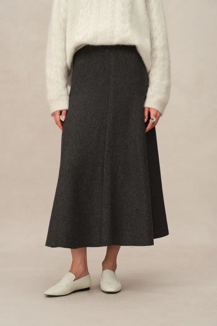 Zephyra Flared Skirt in Merino Wool Knit - Image 7